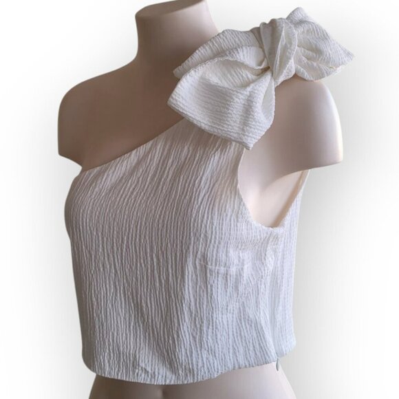 Top Shop One-Shoulder White Summer Top Size 10 - Picture 10 of 11